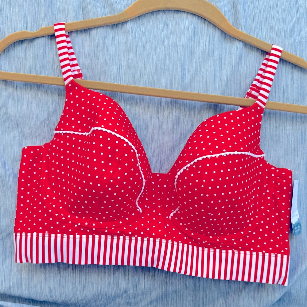 LB Cacique Orange Swim White Polka Dot & Stripes